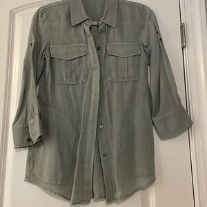 Theory olive green utility shirt